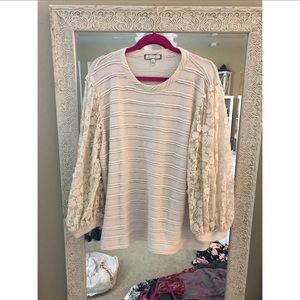 MOVING SALE Anthropologie cream lace sleeve blouse